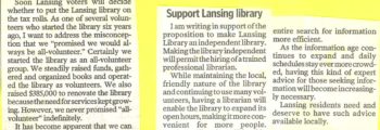 Support Lansing Library/Lansing Library Continues to Evolve