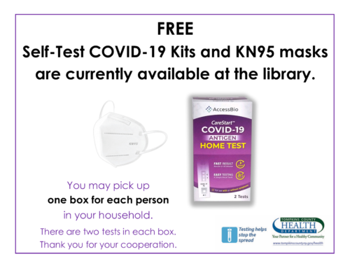 Free Self-Test COVID-19 Kits & KN95 Masks Available At The Library