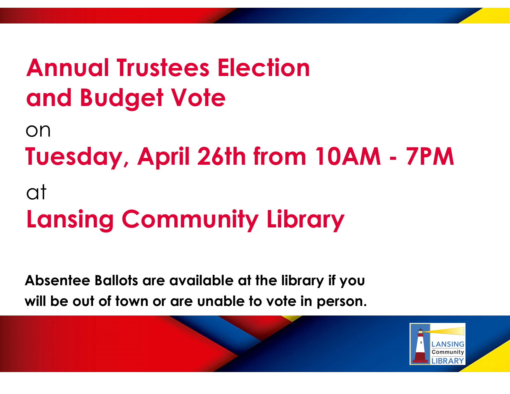 Trustees Election & Budget Vote - Lansing Community Library