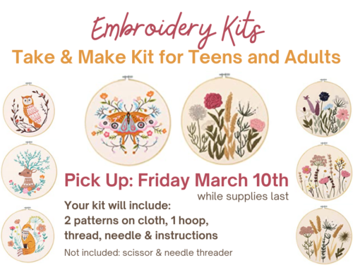 Take & Make Embroidery Kits for Teens and Adults